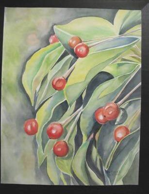 'Red Berries' Painting 11X13 - Art & Buff