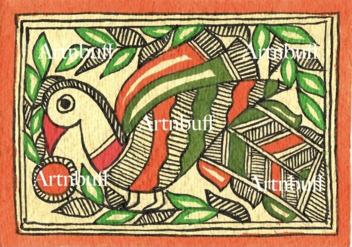 Artnbuff Galleria - Mithila Painting bird watermark