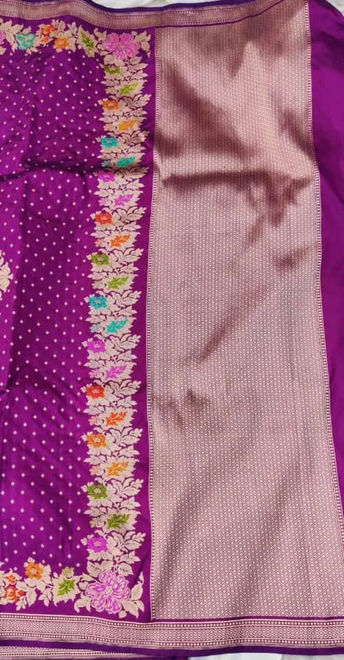 Beneres Katan Purple Saree - Image 3