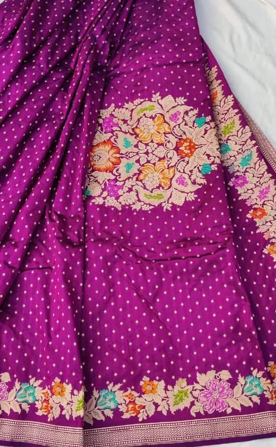 Beneres Katan Purple Saree - Image 4