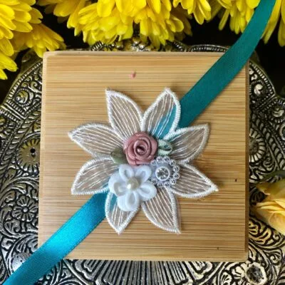 One Handmade Fabric lace Rakhi