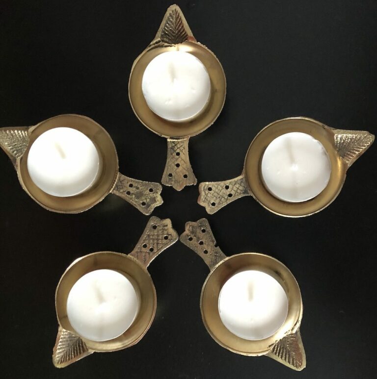 Pack of five Brass Diyas oil-lamps