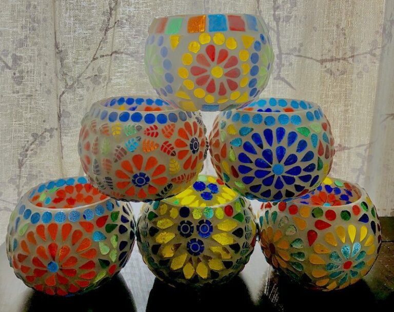 Glass Mosaic Candle Holders pack-of-six