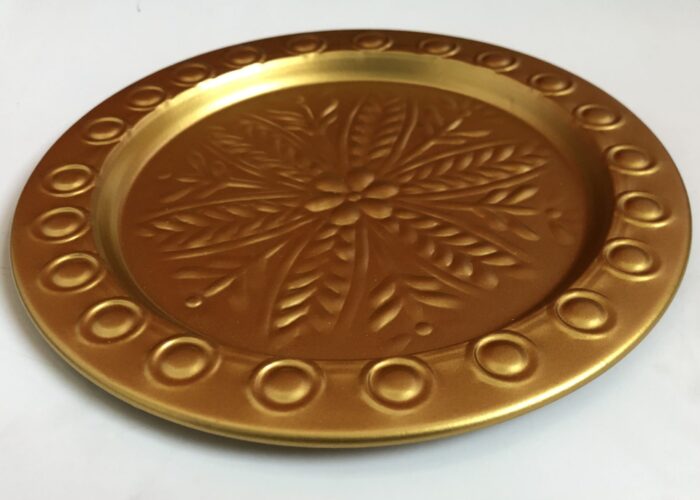 Decorative Metal Puja Plate in Golden Finish